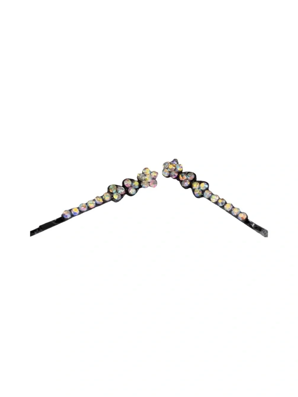 Sparkling Iridescent Crystal Flower Black Bobby Pins FINAL PRICE DROP